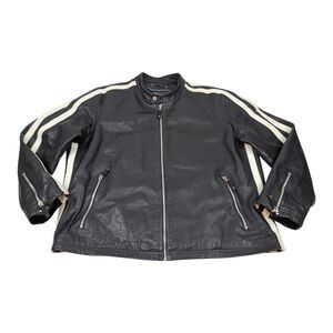 M Julian Wilsons Leather Black Motorcycle Cafe Racer Moto Biker Jacket 2XL *READ